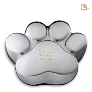 P672L Groot Urn Hond Pootafdruk Matzilver (1.2 liter)