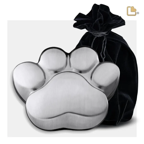 P672M Medium Urn Hond Pootafdruk Matzilver (0.7 liter)