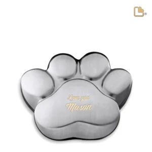 P672M Medium Urn Hond Pootafdruk Matzilver (0.7 liter)