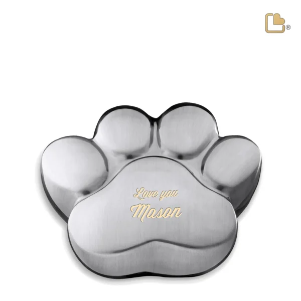 P672M Medium Urn Hond Pootafdruk Matzilver (0.7 liter)