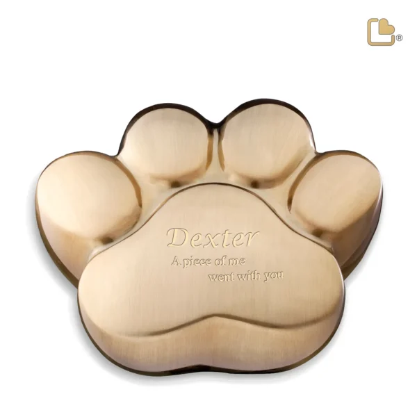 P673L Groot Urn Hond Pootafdruk Goudkleurig (1.2 liter)