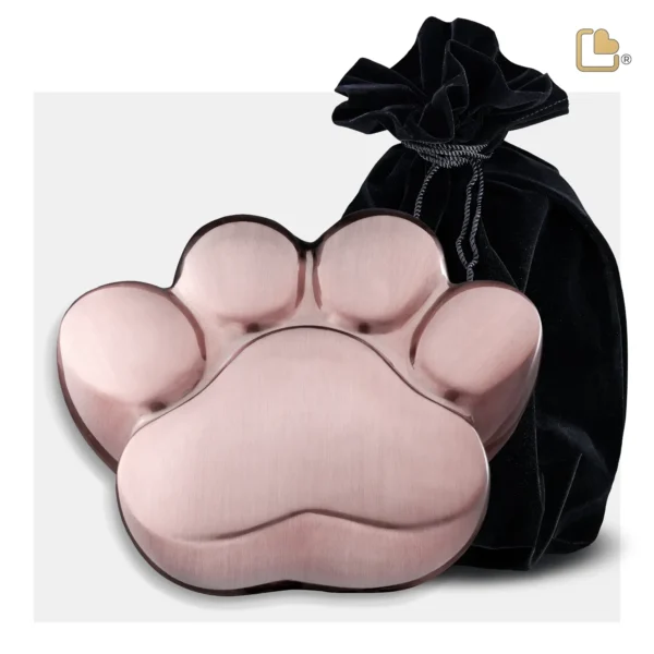 P674M Medium Urn Hond Pootafdruk Mat Rosegoud (0.7 liter)