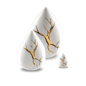 Set Witte Keramische Kintsugi Druppel Urn