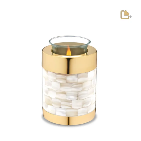 Artikelnr: T230 - Urn Waxinelichthouder Mother Of Pearl (0.45 liter)