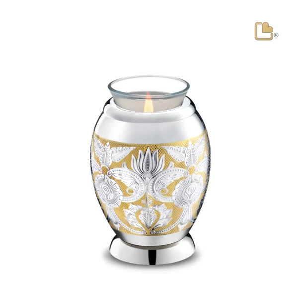 Artikelnr: T250 - Urn Waxinelichthouder Bloemen (0.49 liter)