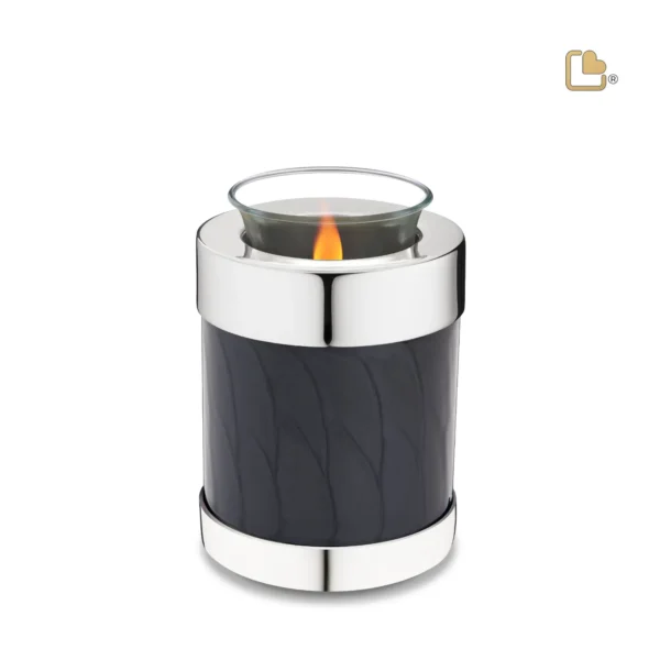 Urn Waxinelichthouder Zwart Gemarmerd - Glimmend Zilver (0.45 liter)