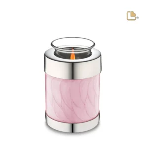 T667- Urn Waxinelichthouder Roze Gemarmerd (0.45 liter)