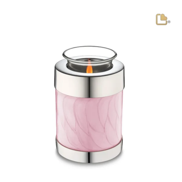 T667- Urn Waxinelichthouder Roze Gemarmerd (0.45 liter)