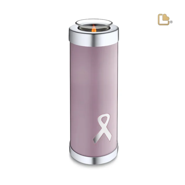 Artikelnr: T902 - Hoge Urn Waxinelichthouder Pink Awareness (1.1 liter)