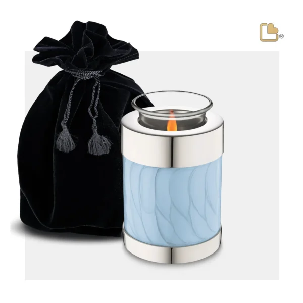 Urn Waxinelichthouder Blauw Gemarmerd (0.45 liter) - Afbeelding 4