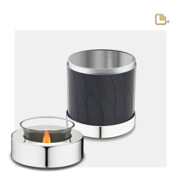 Urn Waxinelichthouder Zwart Gemarmerd - Glimmend Zilver (0.45 liter) - Afbeelding 3