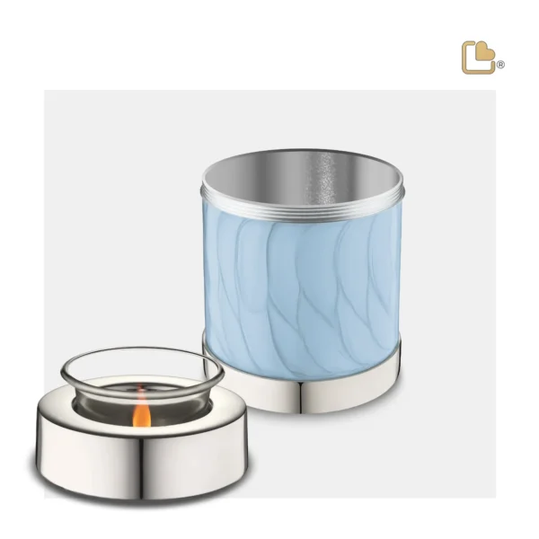 Urn Waxinelichthouder Blauw Gemarmerd (0.45 liter) - Afbeelding 3
