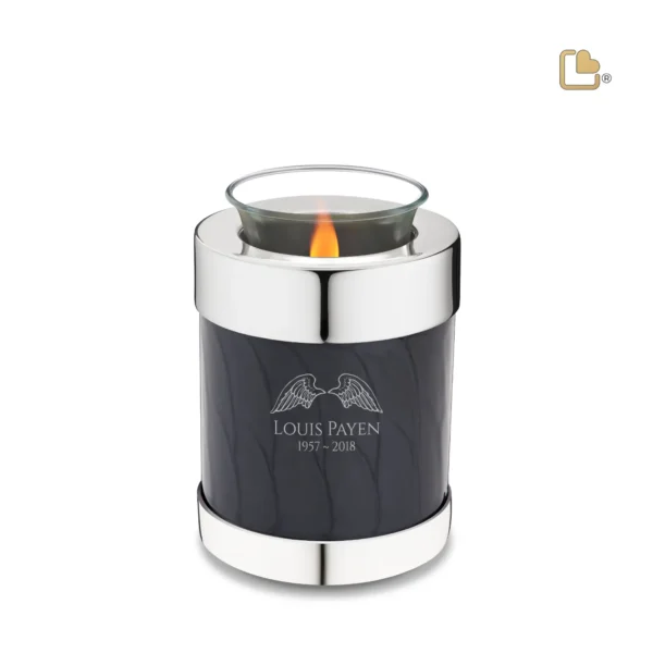 Urn Waxinelichthouder Zwart Gemarmerd - Glimmend Zilver (0.45 liter) - Afbeelding 2