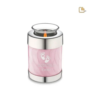 T667- Urn Waxinelichthouder Roze Gemarmerd (0.45 liter)