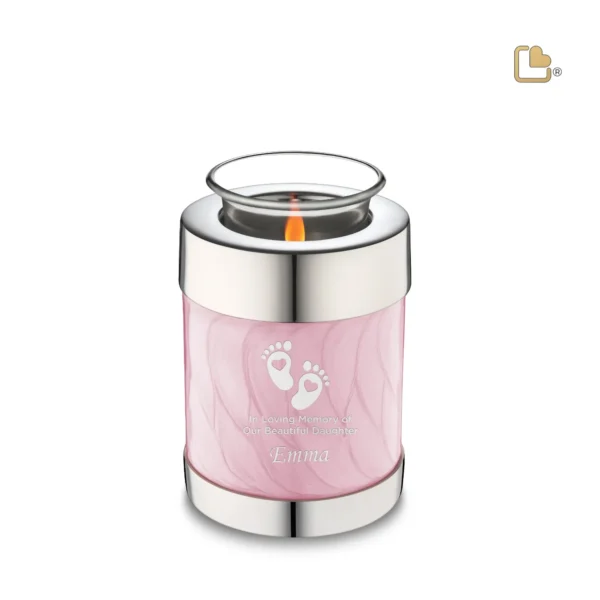 Urn Waxinelichthouder Roze Gemarmerd (0.45 liter) - Afbeelding 2