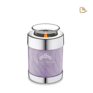 T670 - Urn Waxinelichthouder Lavendel Gemarmerd (0.45 liter)