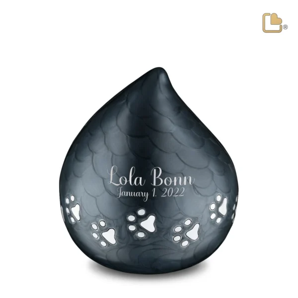 Urn Hond LoveDrop Zwart Met Pootafdruk (1.1 liter) - Afbeelding 2