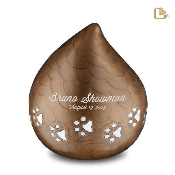Grote Urn Hond LoveDrop Bruin Met Pootafdruk (1.9 liter) - Afbeelding 2
