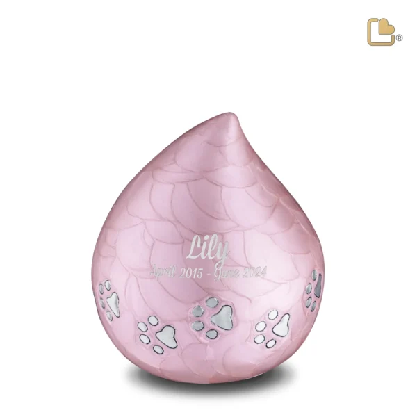 Urn Hond LoveDrop Roze Met Pootafdruk (1.1 liter) - Afbeelding 2
