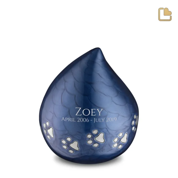 Urn Hond LoveDrop Blauw Met Pootafdruk (1.1 liter) - Afbeelding 2