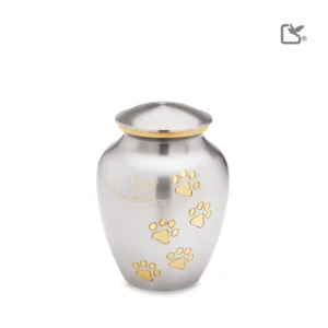 Medium Urn Hond Classic Zilver Met Zilver Pootafdruk (1.45 liter)