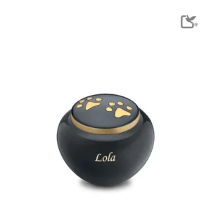 Urn Hond Zwart Brons Met Pootafdruk Mini (0.5 liter)