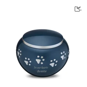 Urn Hond Blauw Zilver Met Pootafdruk Medium (0.75 liter)