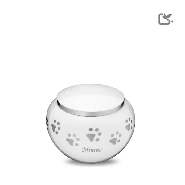 Urn Hond Wit Zilver Met Pootafdruk Mini (0.5 liter) - Afbeelding 2