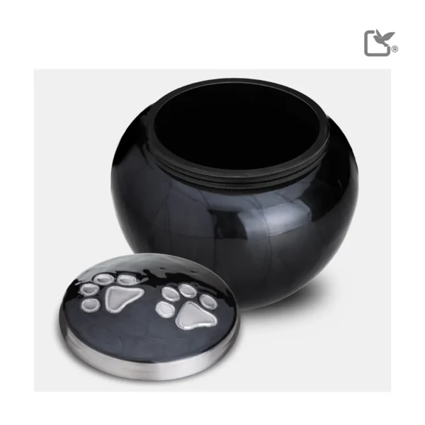 Urn Hond Zwart Zilver Met Pootafdruk Medium (0.8 liter) - Afbeelding 4