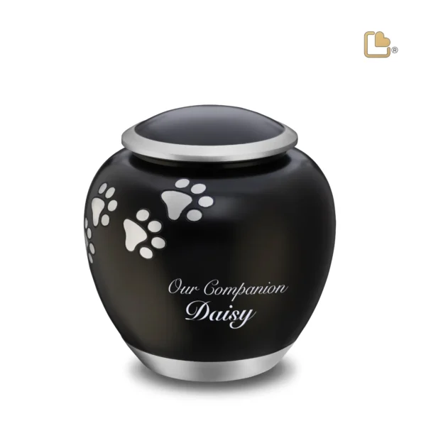 Groot Urn Hond Zwart Zilver Met Pootafdruk (1.4 liter) - Afbeelding 2