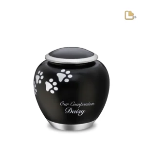 Artikelnr: P552M Medium Urn Hond Zwart Zilver Met Pootafdruk (1 liter)
