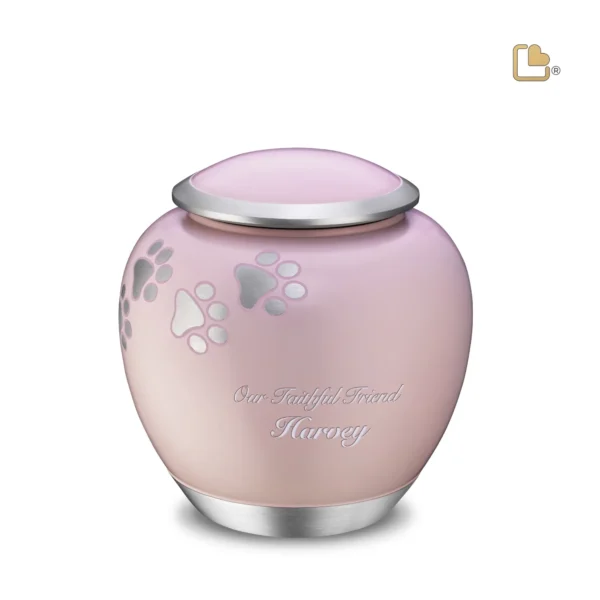 Groot Urn Hond Roze Zilver Met Pootafdruk (1.4 liter) - Afbeelding 2