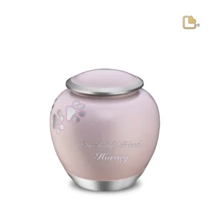 Artikelnr: P552M Medium Urn Hond Roze Zilver Met Pootafdruk (0.6 liter)
