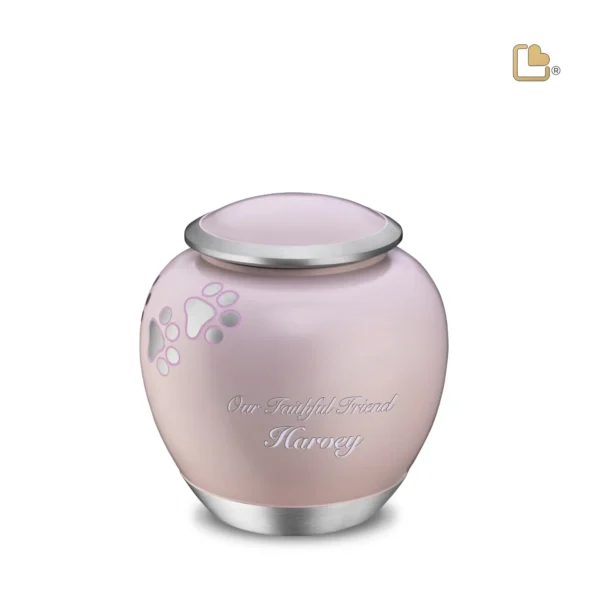 Medium Urn Hond Roze Zilver Met Pootafdruk (1 liter) - Afbeelding 2
