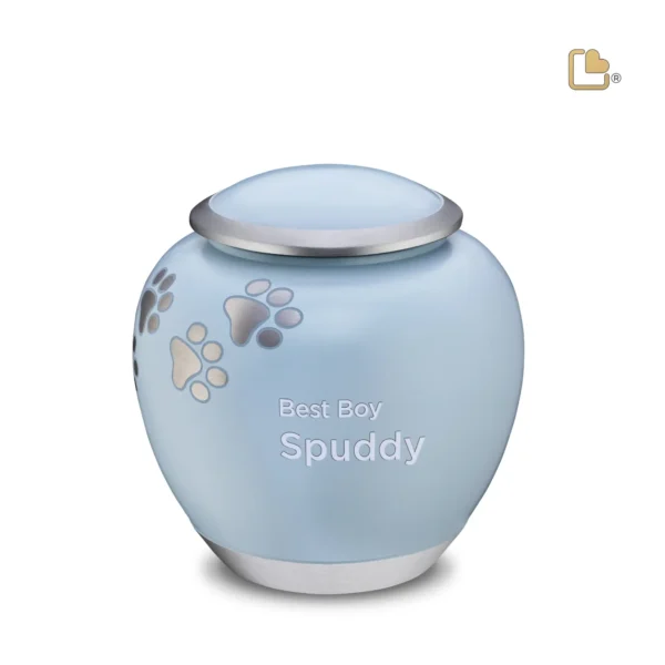 Groot Urn Hond Blauw Zilver Met Pootafdruk (1.4 liter) - Afbeelding 2