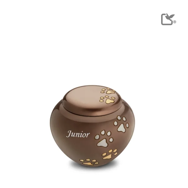 Urn Hond Brons Goud Zilver Met Pootafdruk Mini (0.5 liter) - Afbeelding 2
