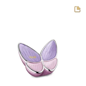 Mini Messing Urn Vlinder Roze